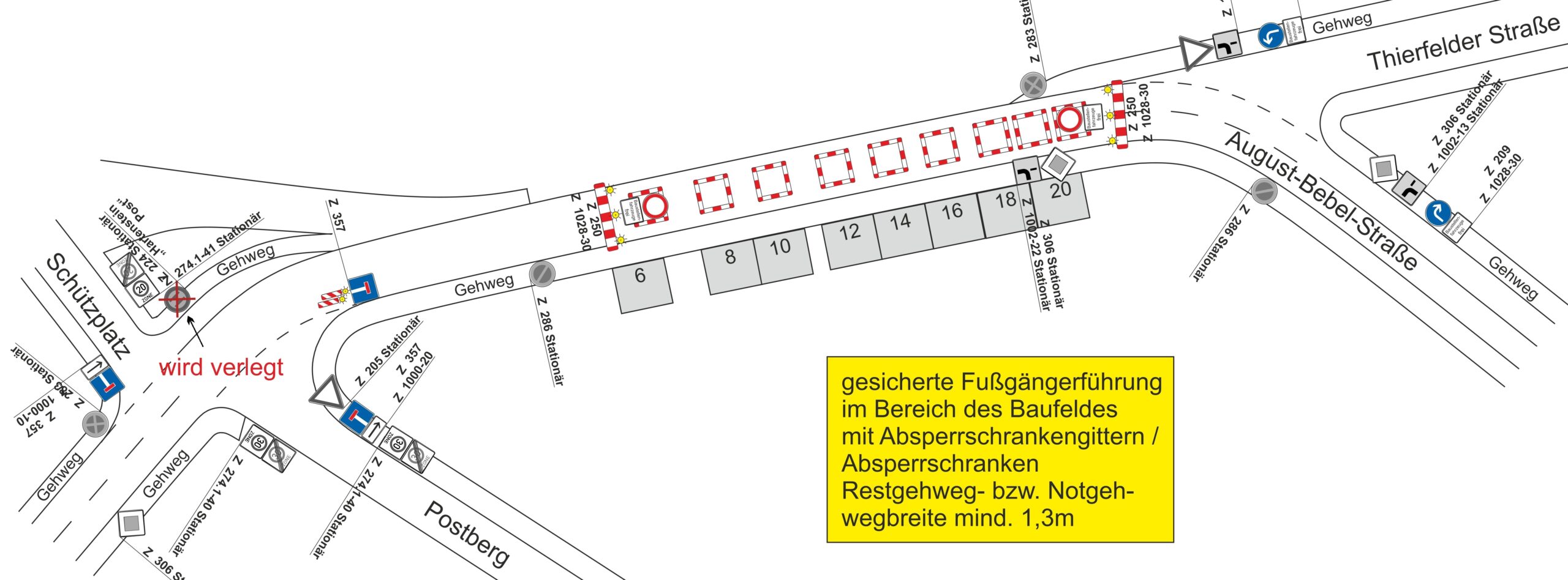 Sperrung August-Bebel-Straße Lageplan